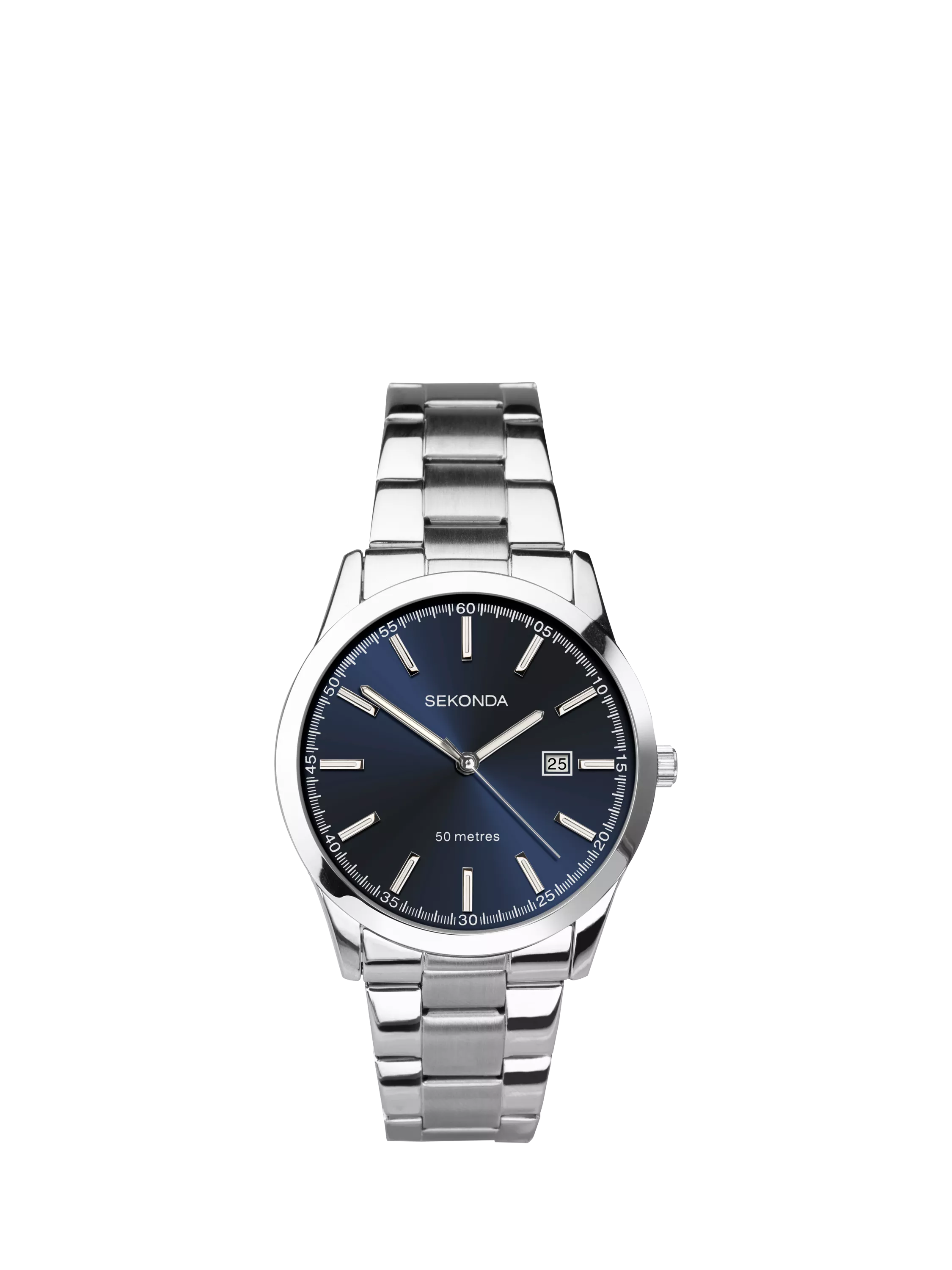 Sekonda men's Taylor date bracelet watch stainless steel blue dial (British brand)