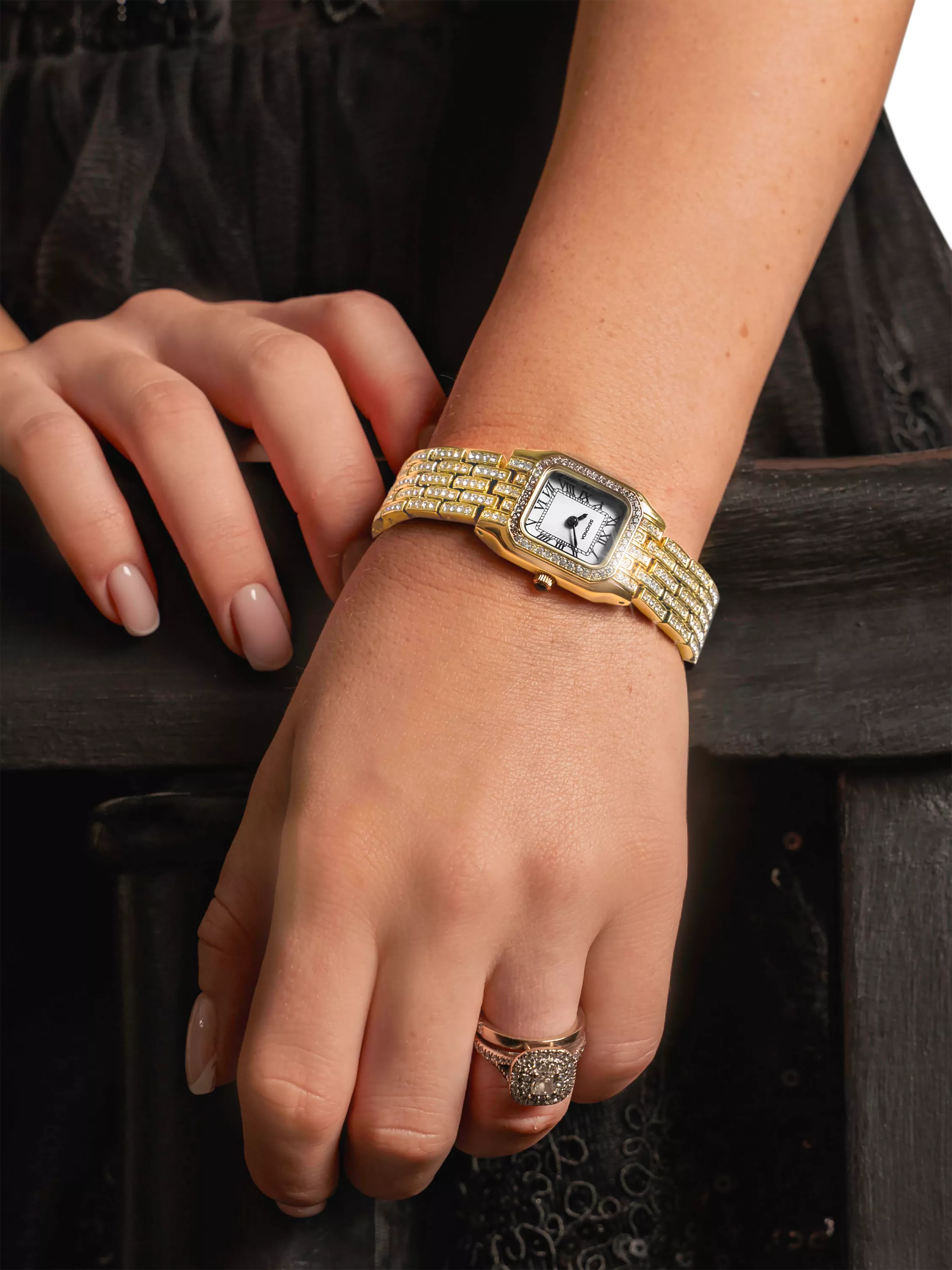 Sekonda Monica crystal bracelet watch gold-toned, UK version
