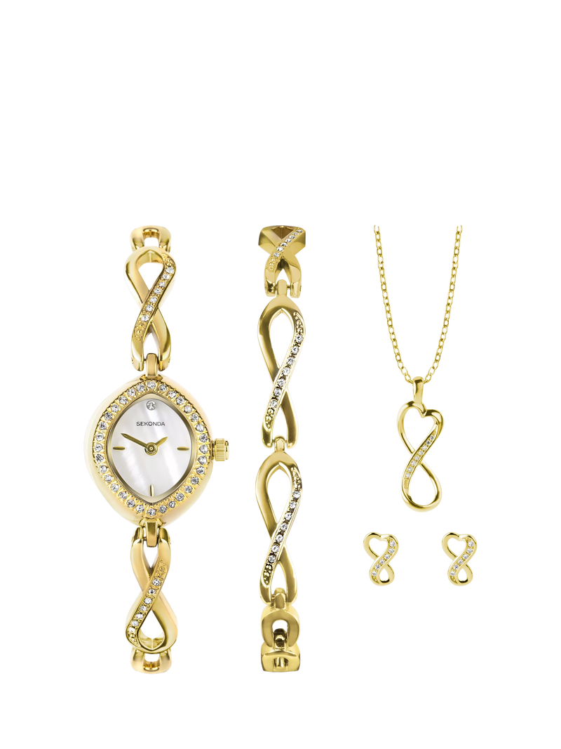 Sekonda Infinity Ladies Watch Bracelet Pendant Necklace and Stud Earrings Gift Set