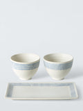 John Lewis hand painted stoneware rice bowl gift set Blue/Multi 3 piece, UK version