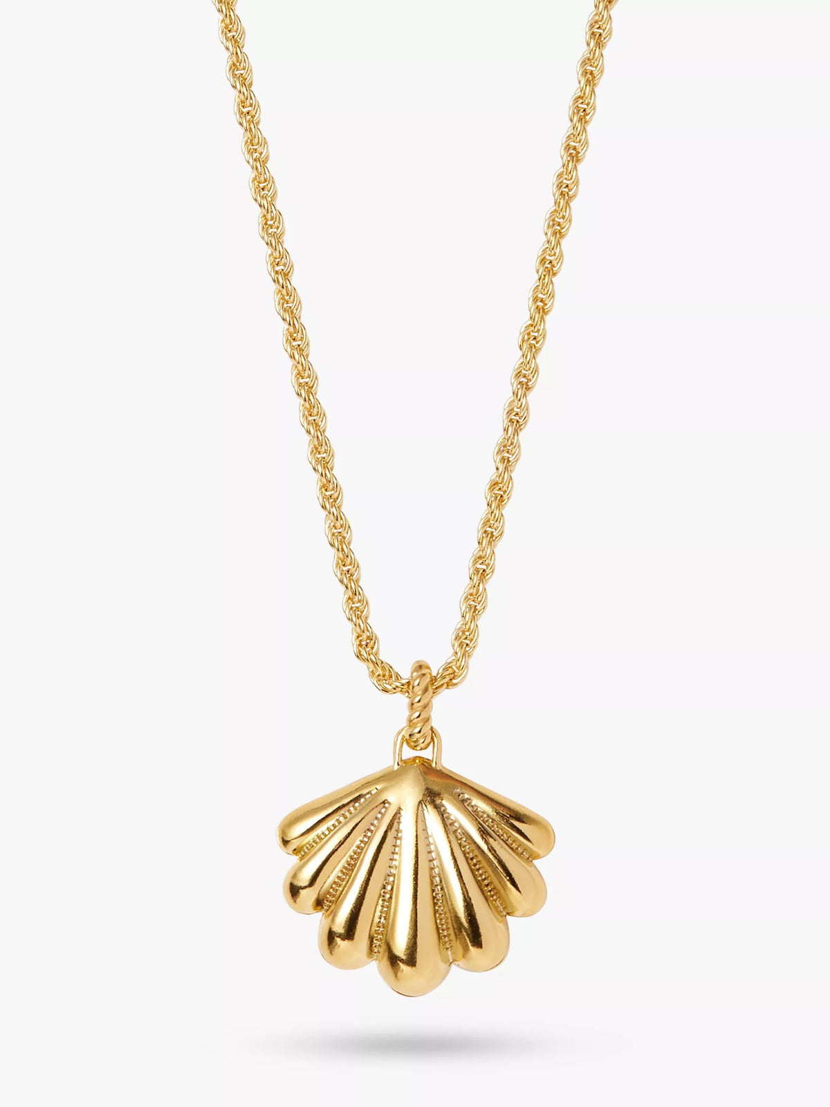 Edge of Ember gold shell locket necklace with rope chain, UK version