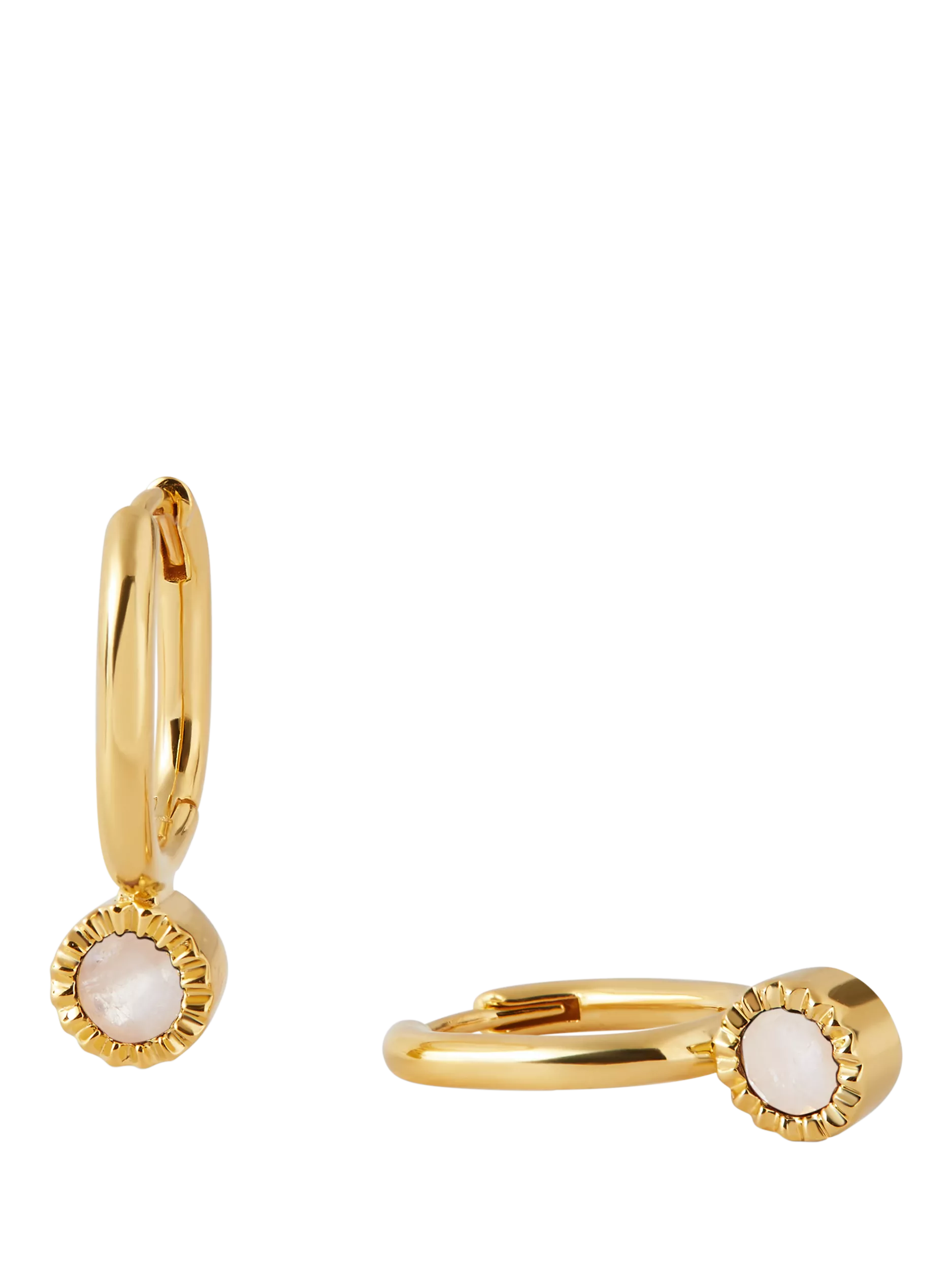 Edge of Ember drop earrings with moonstone in gold 23mm - British product