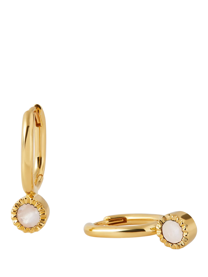 Edge of Ember drop earrings with moonstone in gold 23mm - British product