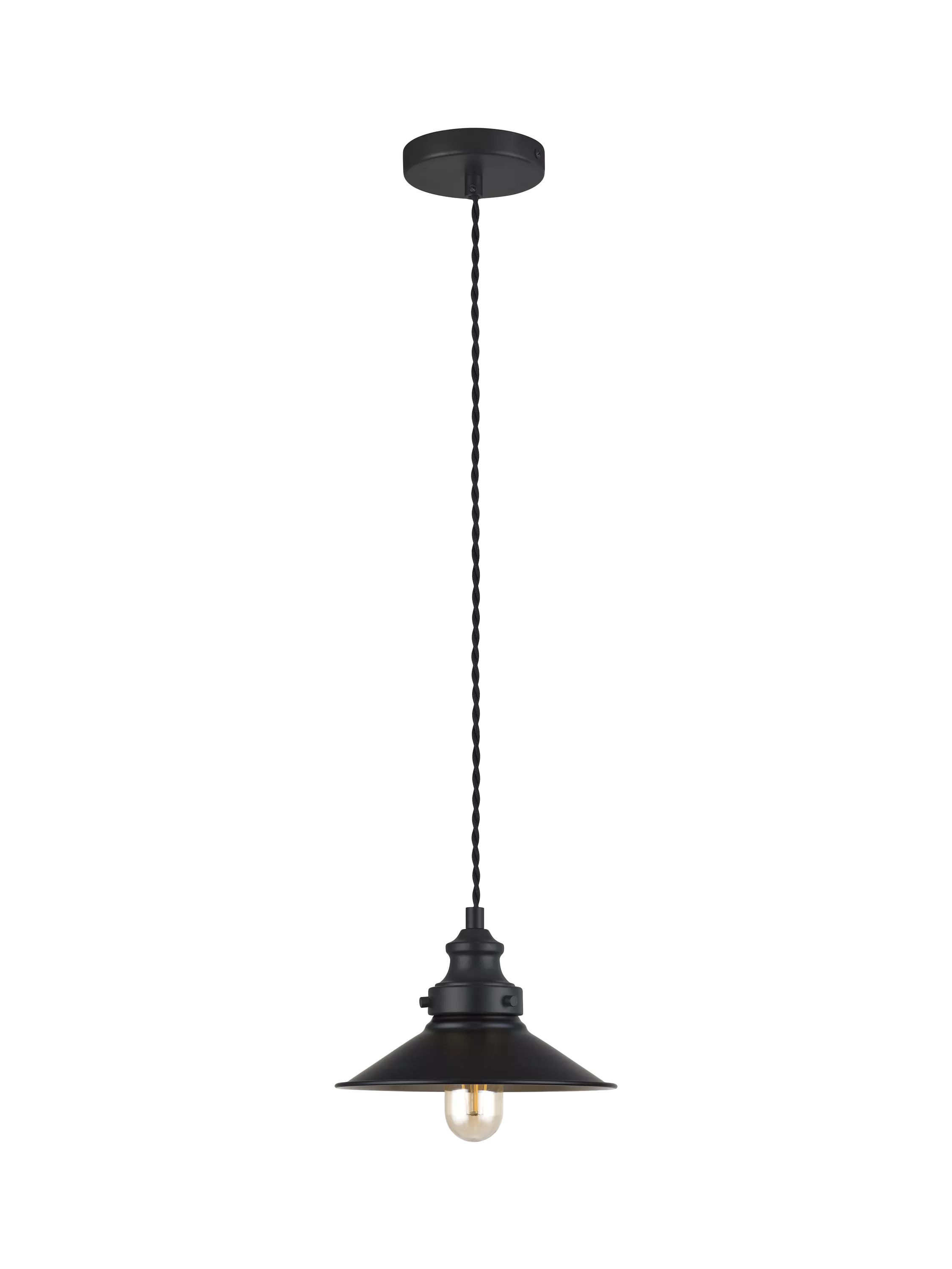 John Lewis Tobias Small Single Pendant Ceiling Light, Black
