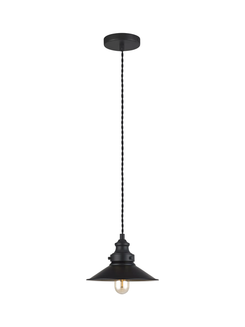 John Lewis Tobias Small Single Pendant Ceiling Light, Black