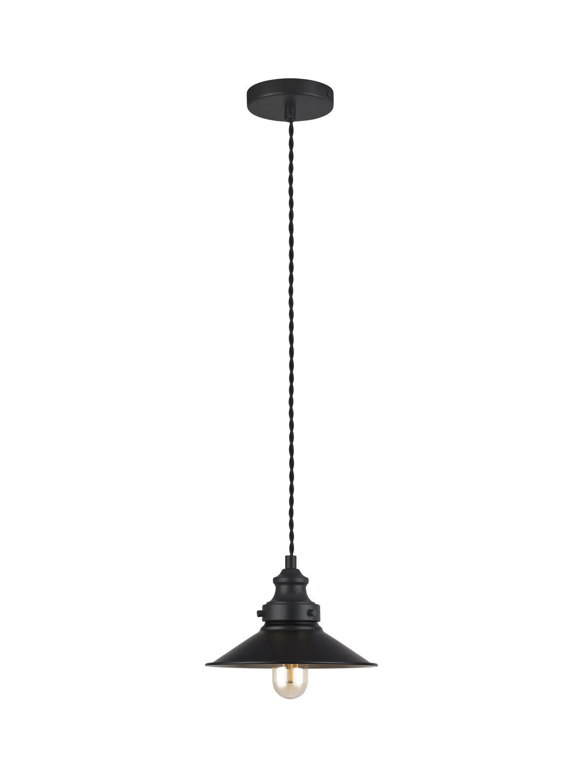 John Lewis Tobias Small Single Pendant Ceiling Light, Black