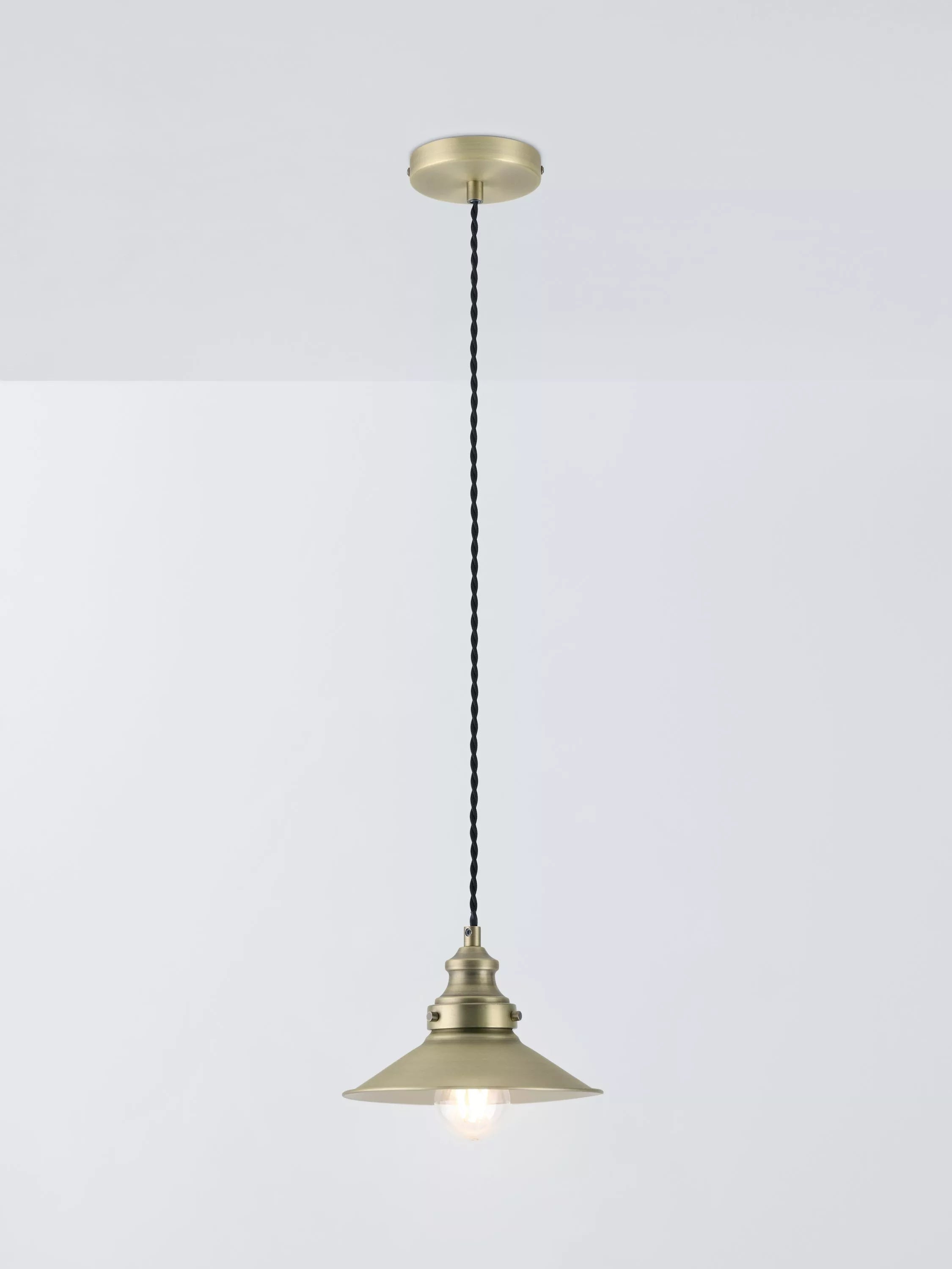 John Lewis Tobias Small Single Pendant Ceiling Light, Brass