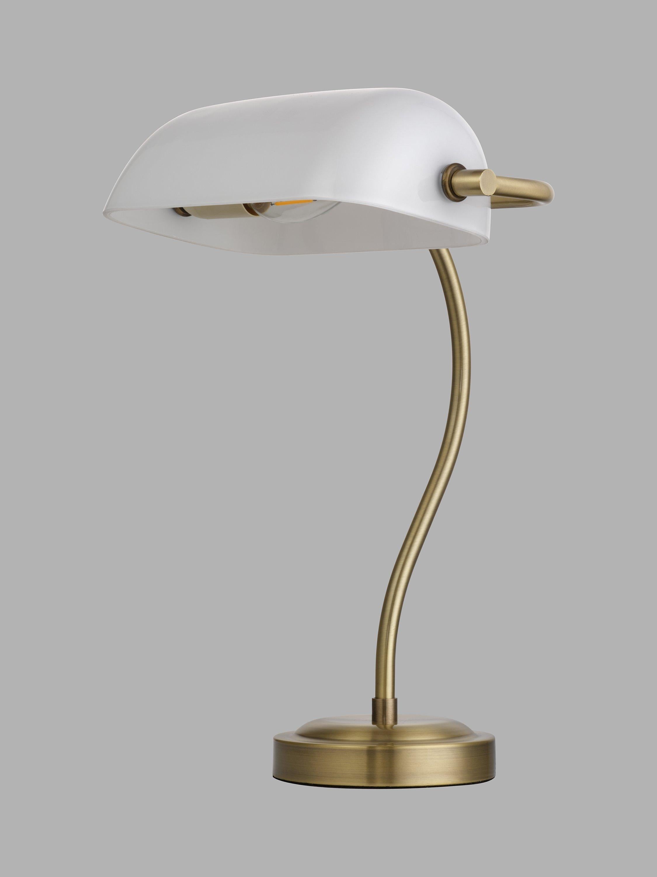 John Lewis bankers table lamp white brass, UK version