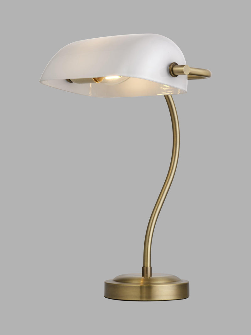 John Lewis bankers table lamp white brass, UK version
