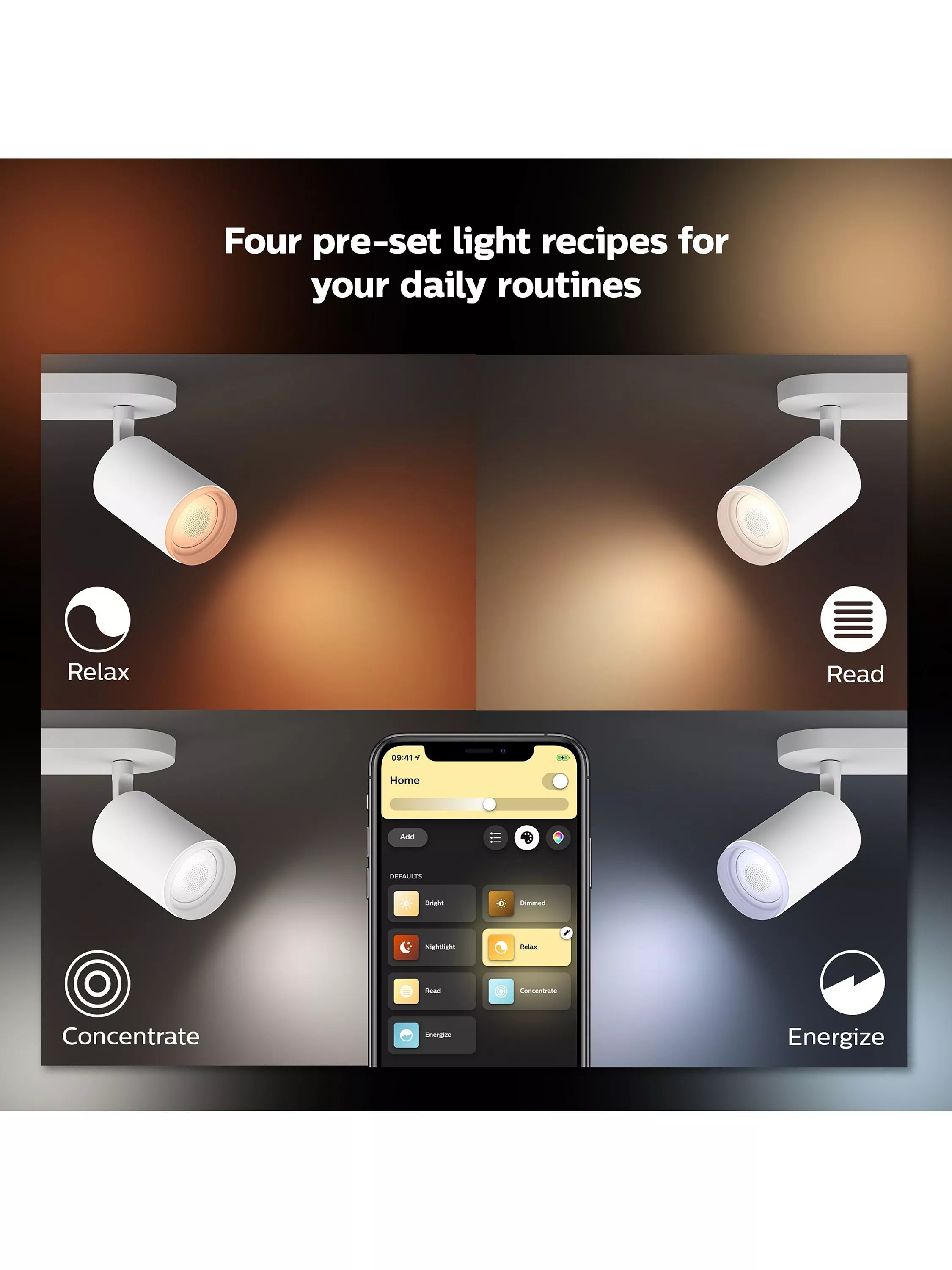 Philips Hue Fugato white 3-light smart ceiling spotlight (British brand)