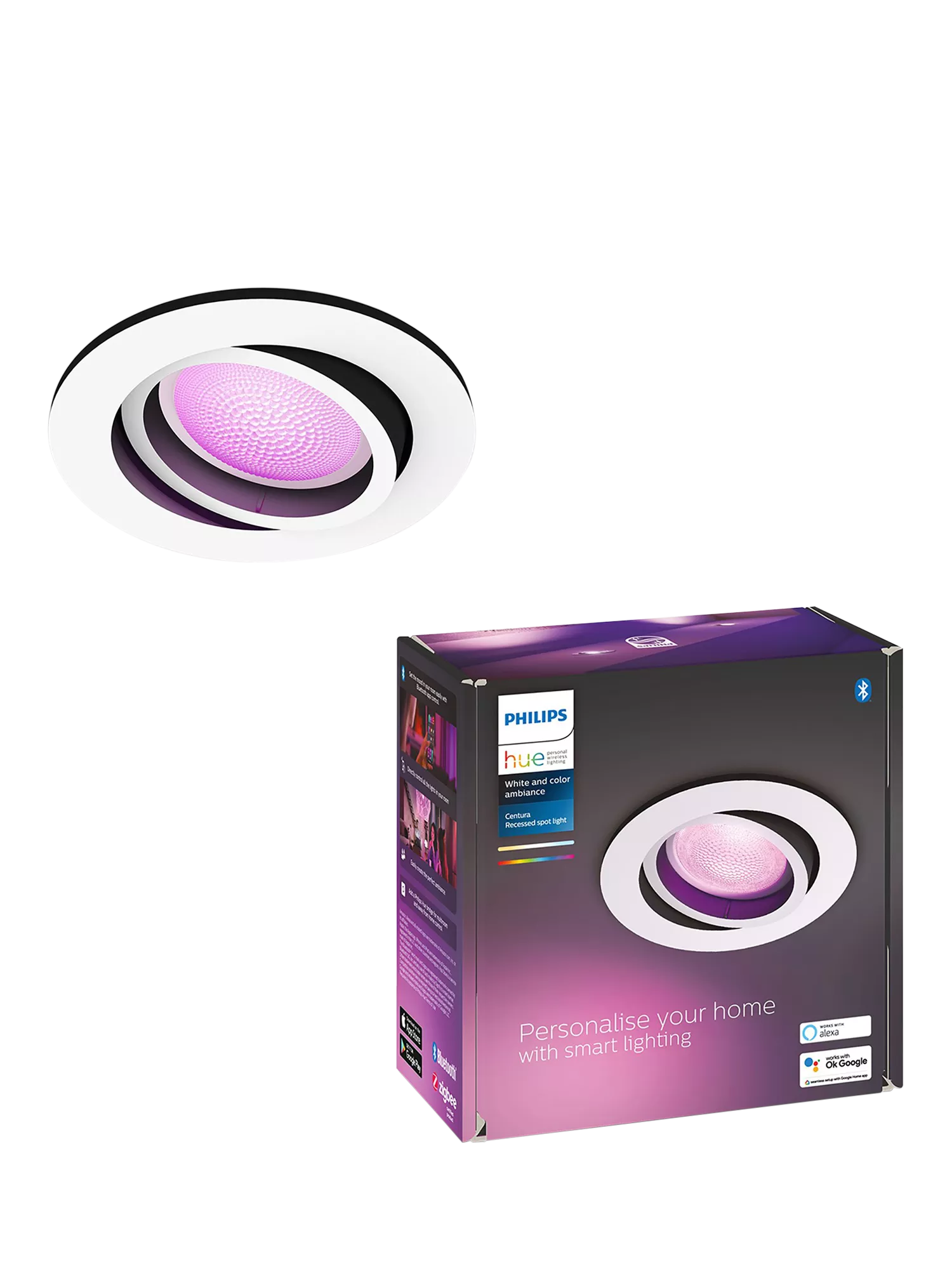 Philips Hue Centura recessed spotlight white finish 9cm, imported from the UK