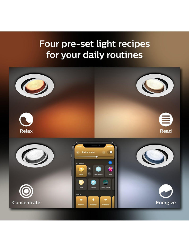 Philips Hue White Ambience Milliskin Spotlight pack of 3 (British brand)