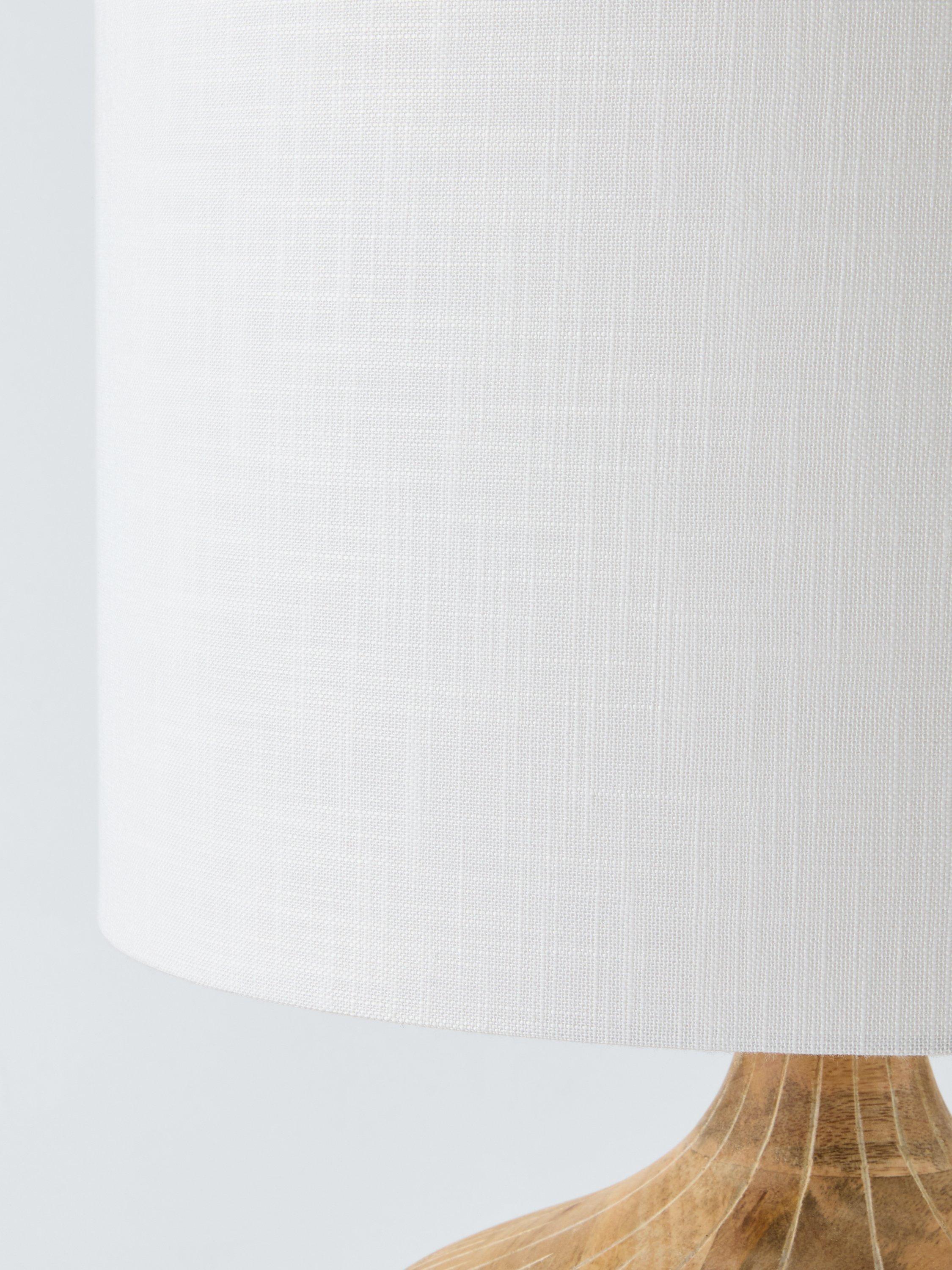 John Lewis Manaia hand-etched mango wood table lamp white wash, imported from the UK