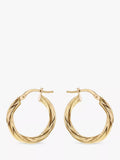 IBB yellow gold hoop earrings hollow twisted tube 18ct, imported from the UK