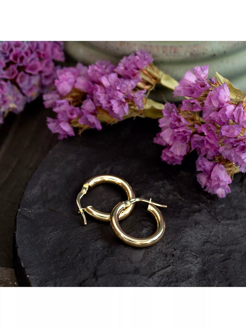 IBB 18ct yellow gold polished creole earrings (British brand)
