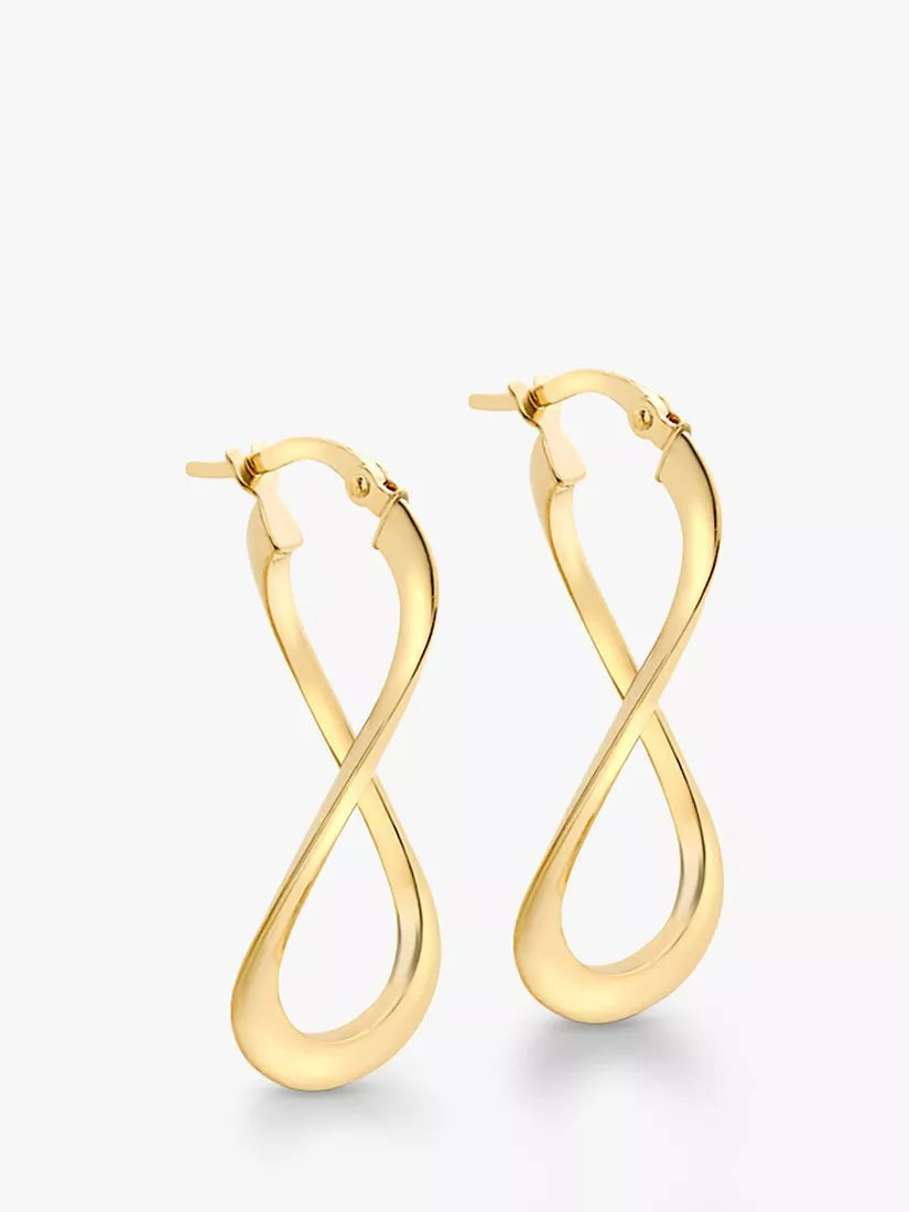 IBB 18ct yellow gold Figure 8 creole earrings - British product