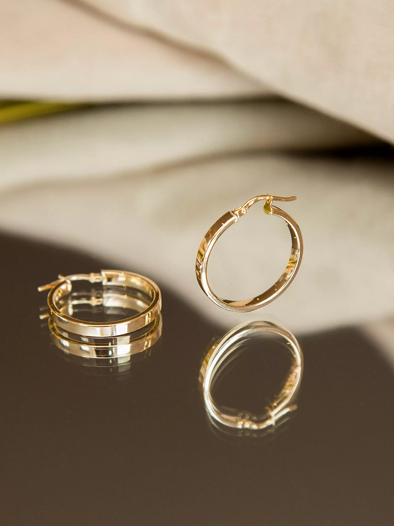 IBB 18ct yellow gold hoop creole earrings - British product