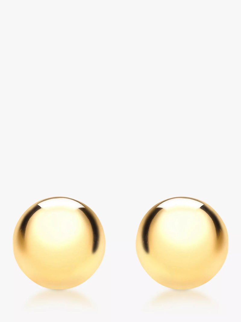IBB 18ct yellow gold polished ball stud earrings (British brand)