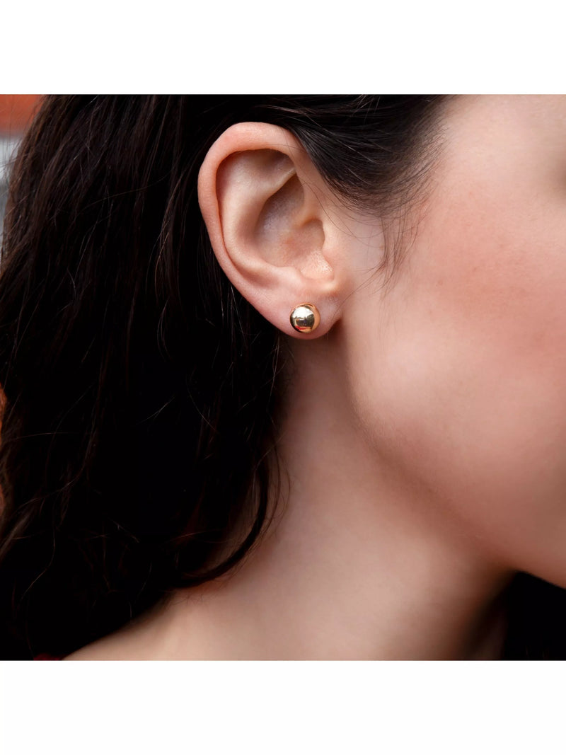 IBB 18ct yellow gold polished ball stud earrings (British brand)