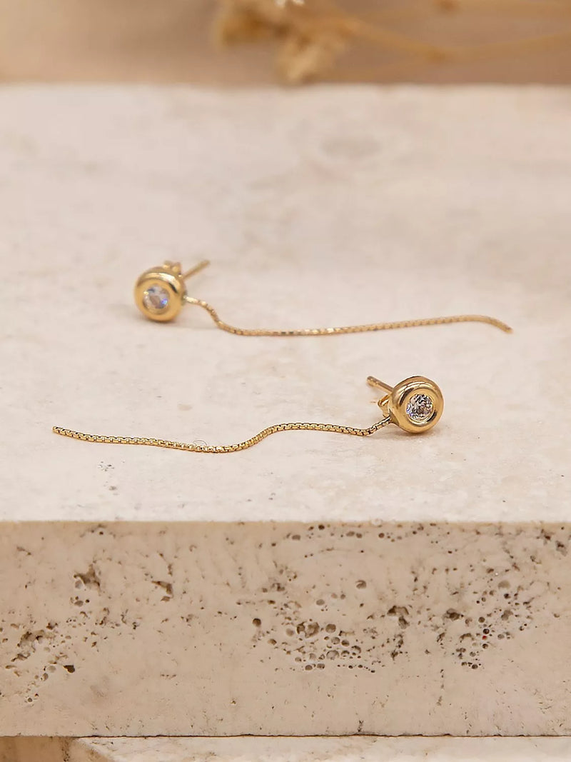 IBB cubic zirconia drop earrings 18ct gold - British product
