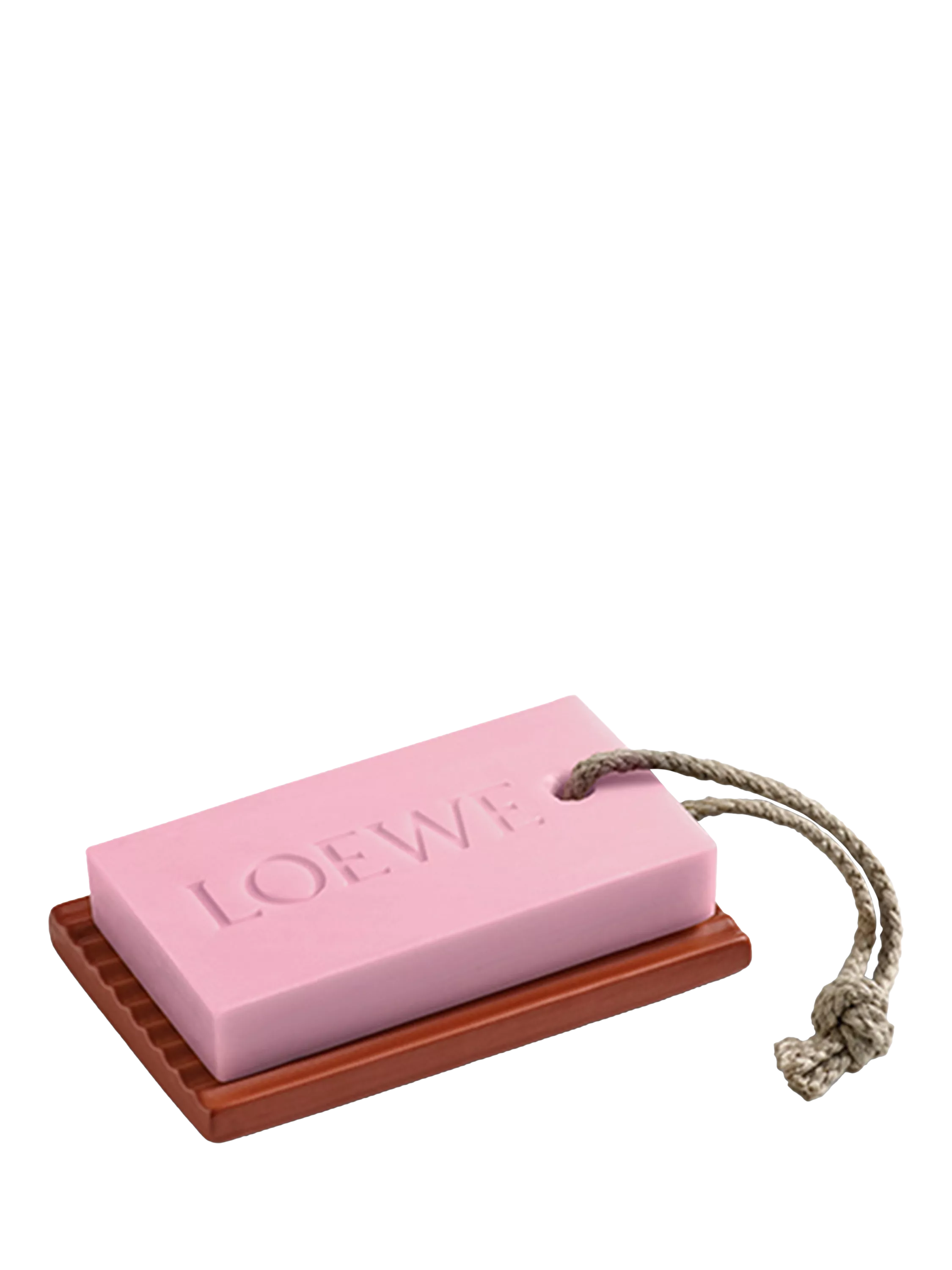 LOEWE rectangular terracotta ceramic soap dish with ribbed drainage, UK version
