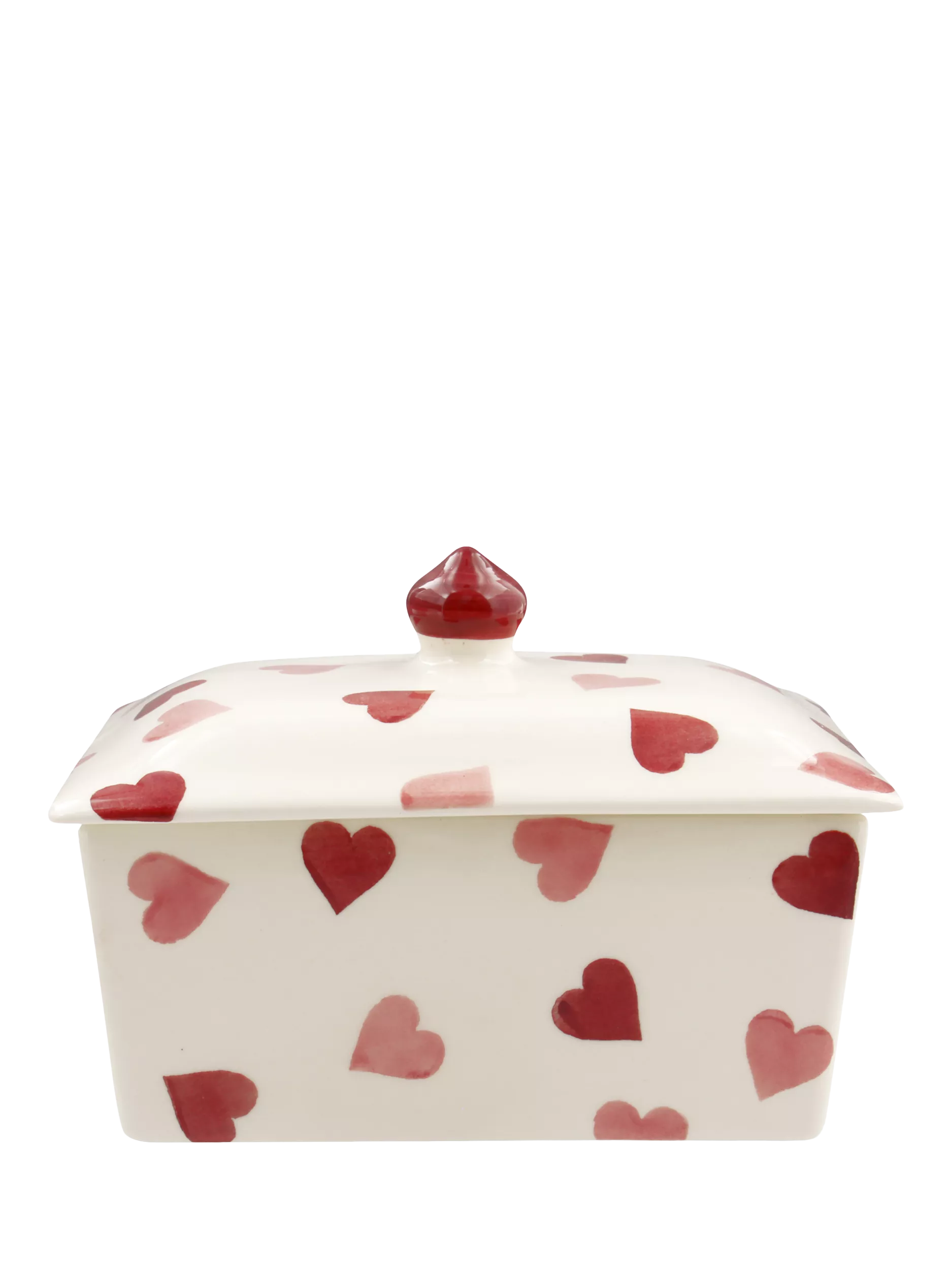 Emma Bridgewater pink hearts butter dish, imported from the UK
