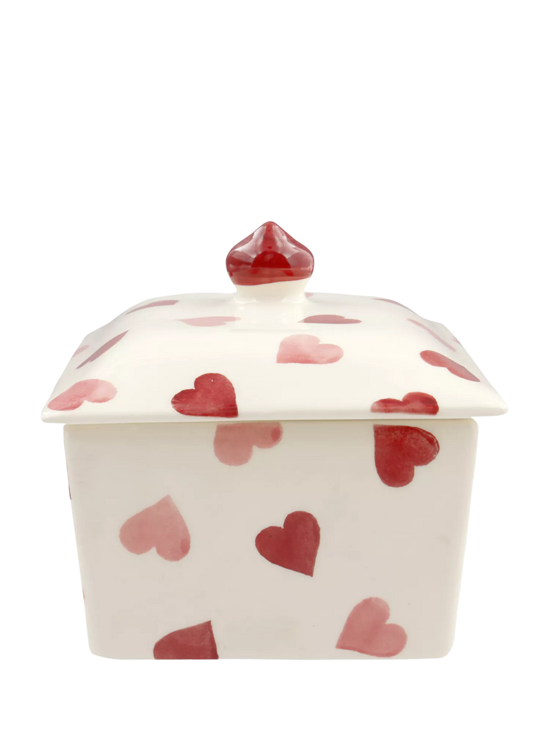 Emma Bridgewater pink hearts butter dish, imported from the UK