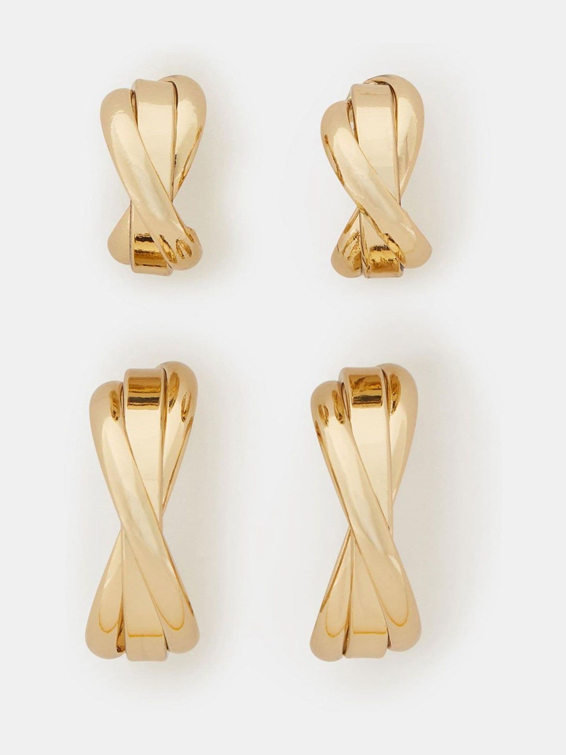 Accessorize gold-plated twist stud and hoop earrings 2 pack - British product