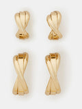 Accessorize gold-plated twist stud and hoop earrings 2 pack - British product