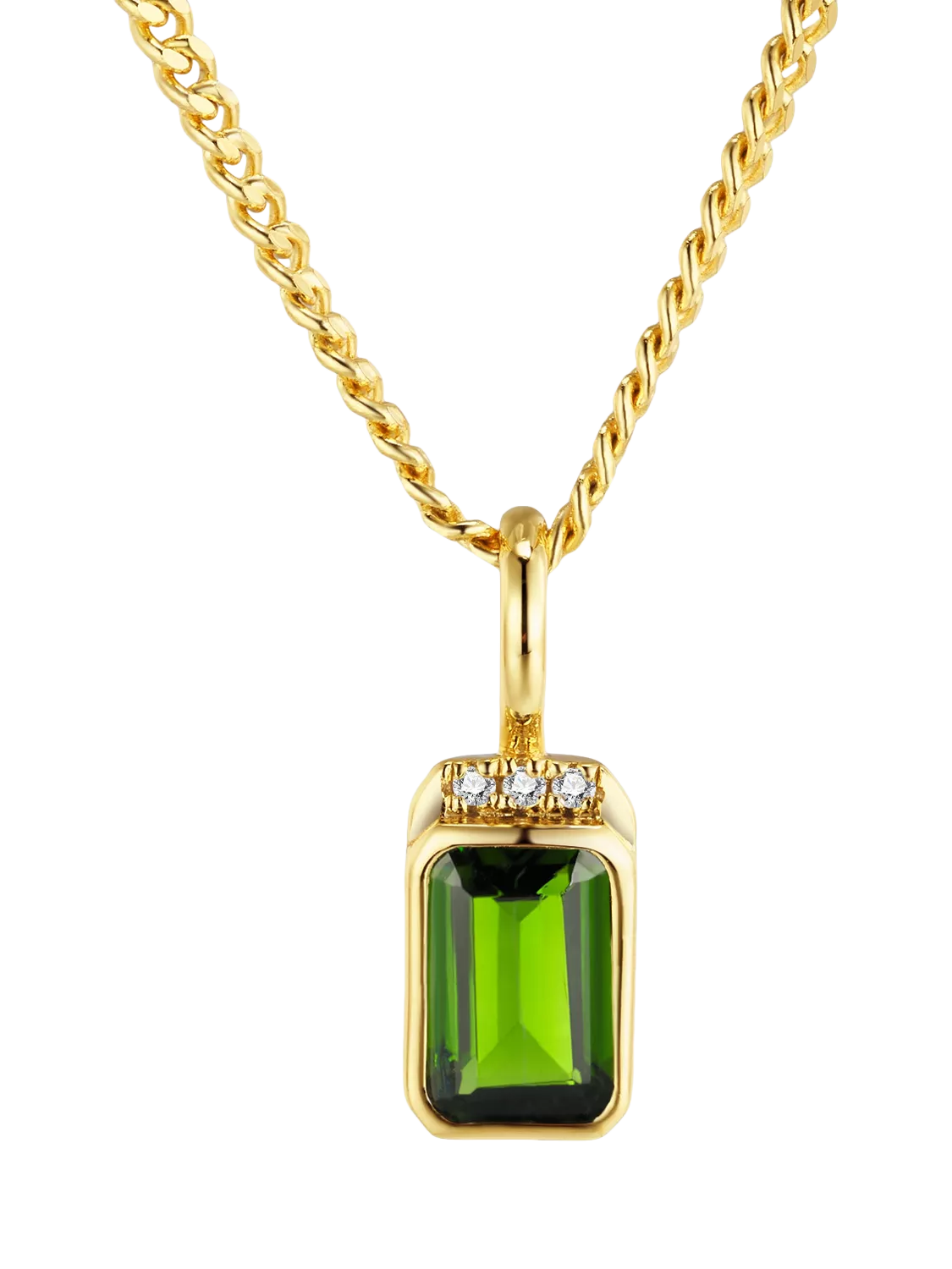 DPT Antwerp pendant necklace with green Diopside gemstone, imported from the UK