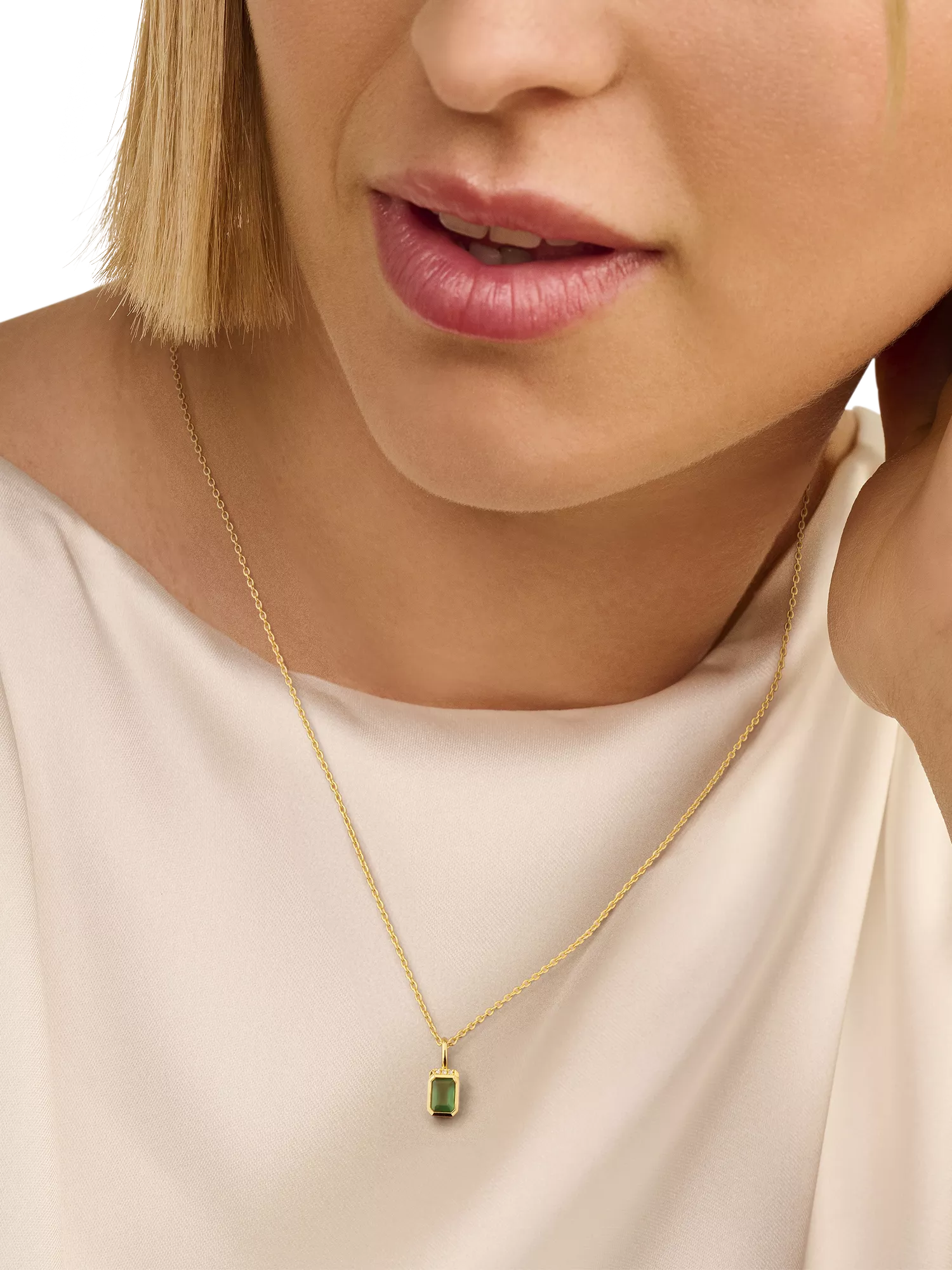 DPT Antwerp pendant necklace with green Diopside gemstone, imported from the UK