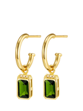 DPT Antwerp gold drop earrings with green Diopside and diamonds, UK version