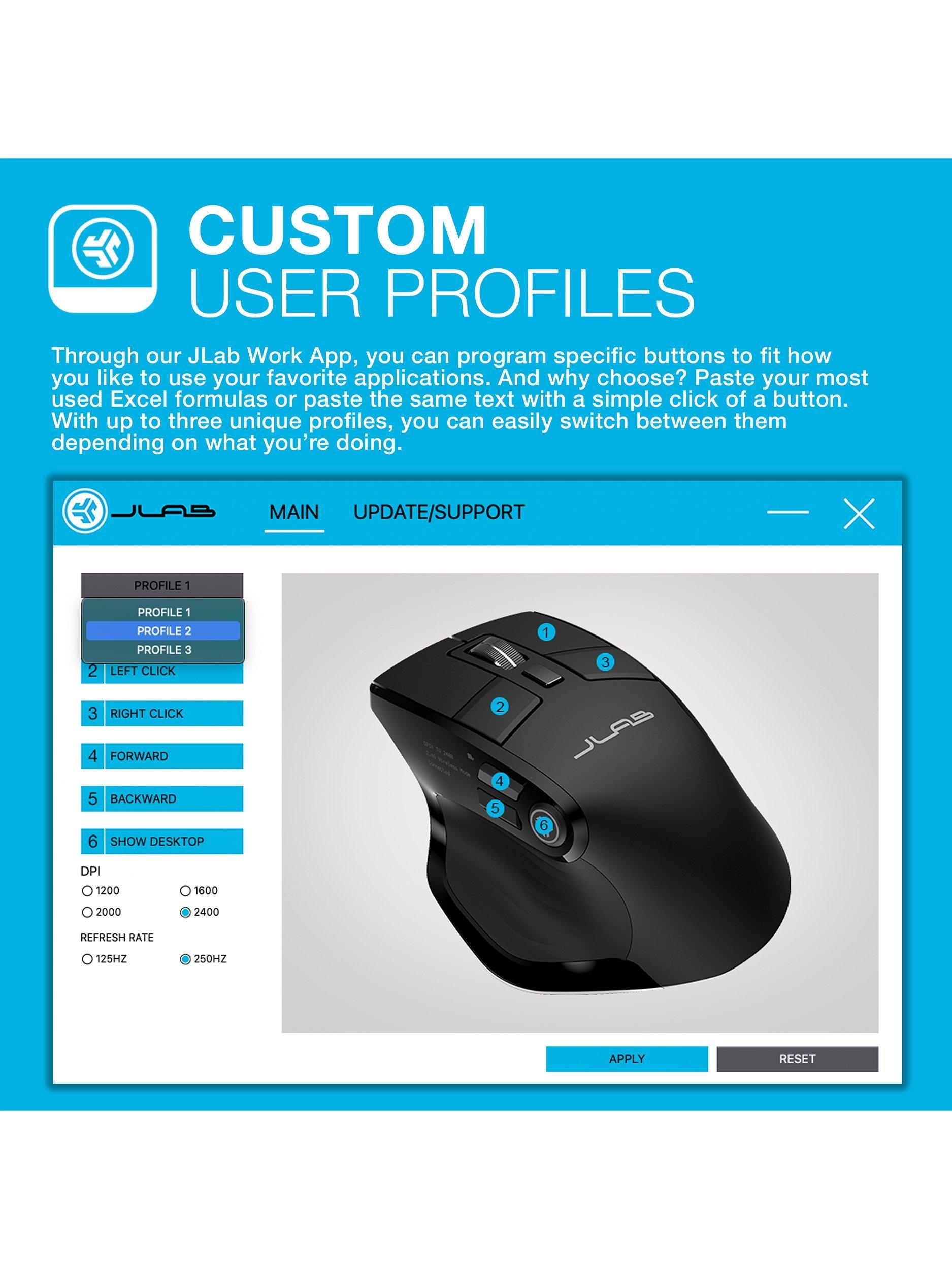 JLab Wireless Bluetooth Mouse Black - British product