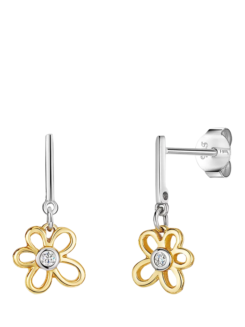 Jools by Jenny Brown Sterling Silver Cubic Zirconia Small Flower Drop Earrings