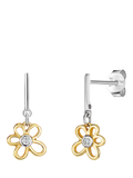 Jools by Jenny Brown Sterling Silver Cubic Zirconia Small Flower Drop Earrings