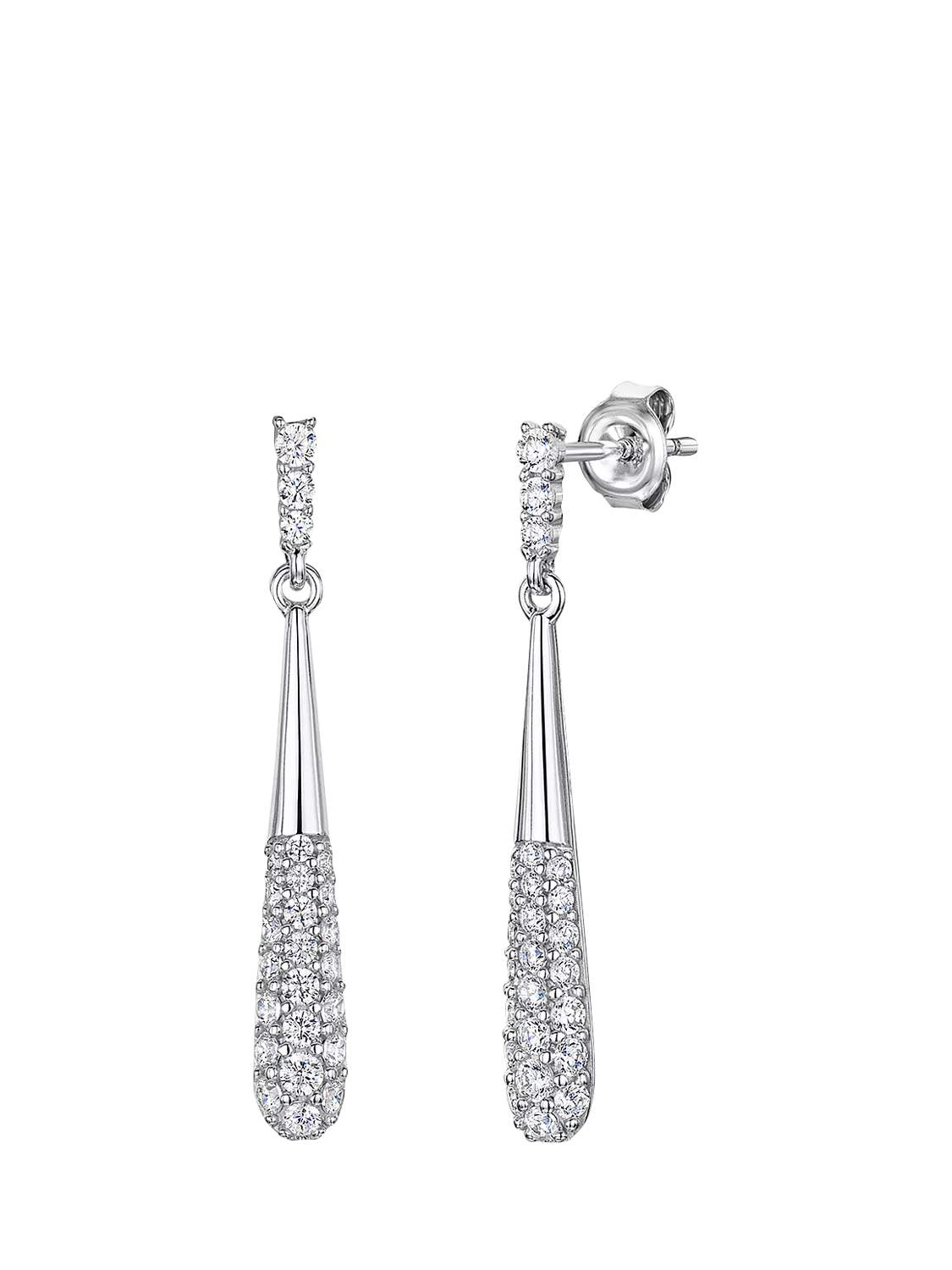 Jools by Jenny Brown cubic zirconia baton drop earrings silver (British brand)