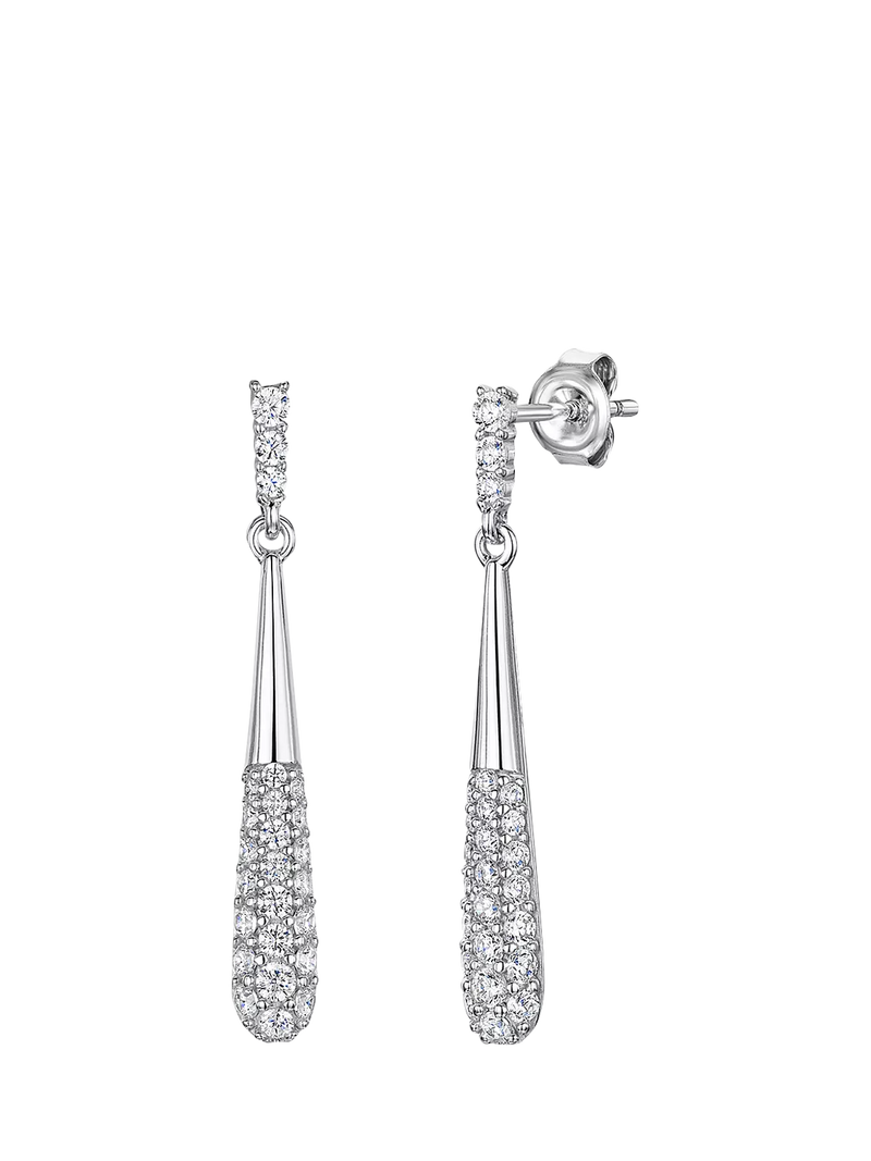 Jools by Jenny Brown cubic zirconia baton drop earrings silver (British brand)