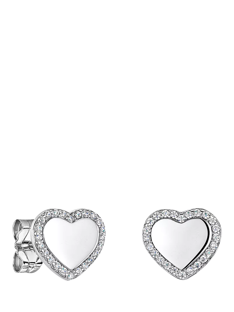 Jools heart stud earrings silver cubic zirconia - British product