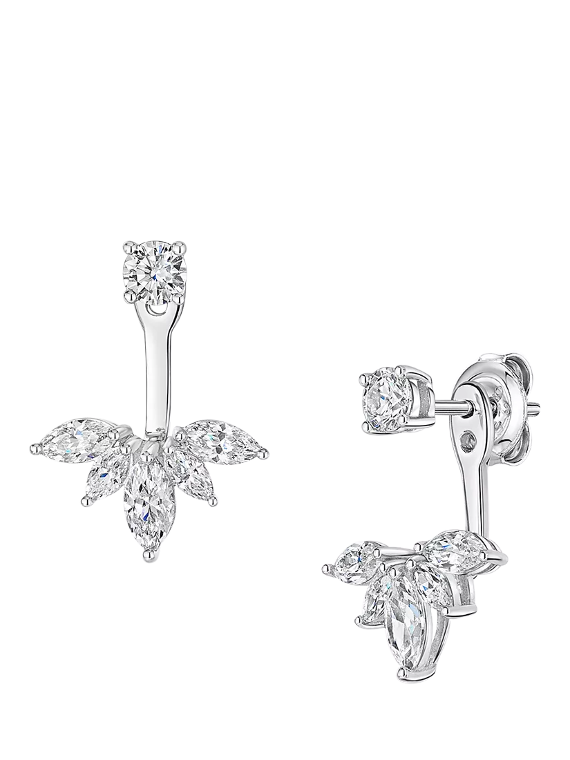 Jools by Jenny Brown sterling silver lotus earrings cubic zirconia, UK version