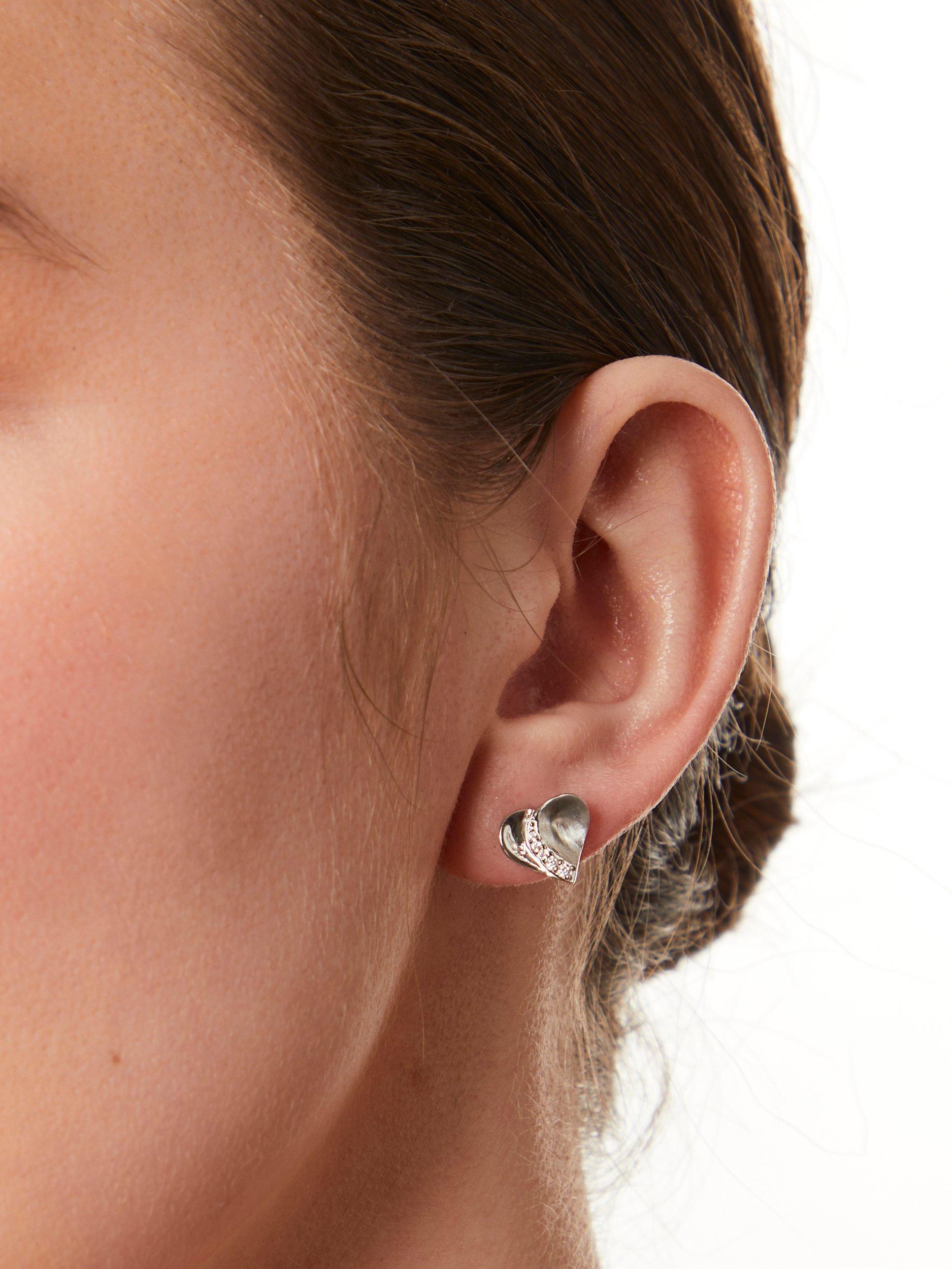 Jools by Jenny Brown heart cubic zirconia stud earrings, imported from the UK