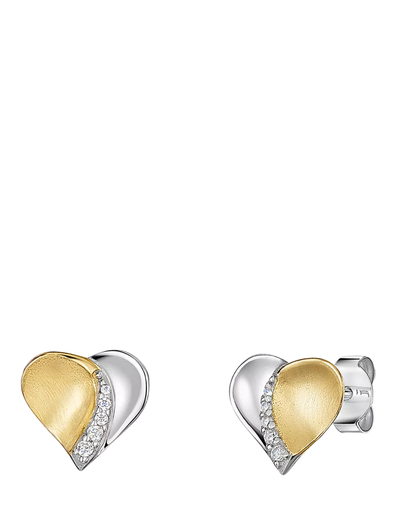 Jools by Jenny Brown Textured Heart Cubic Zirconia Stud Earrings