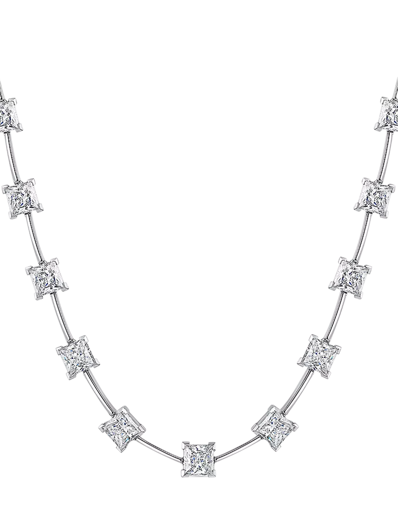 Jools by Jenny Brown cubic zirconia bar necklace, silver - British product