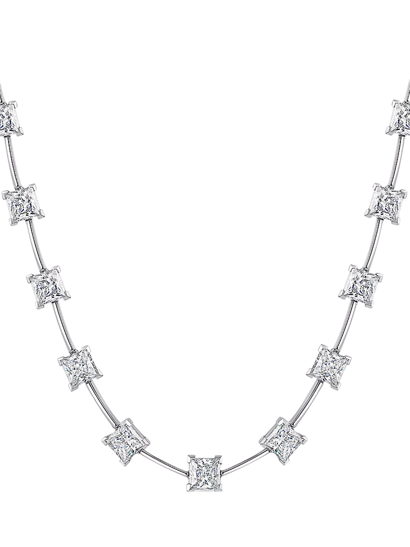 Jools by Jenny Brown cubic zirconia bar necklace, silver - British product