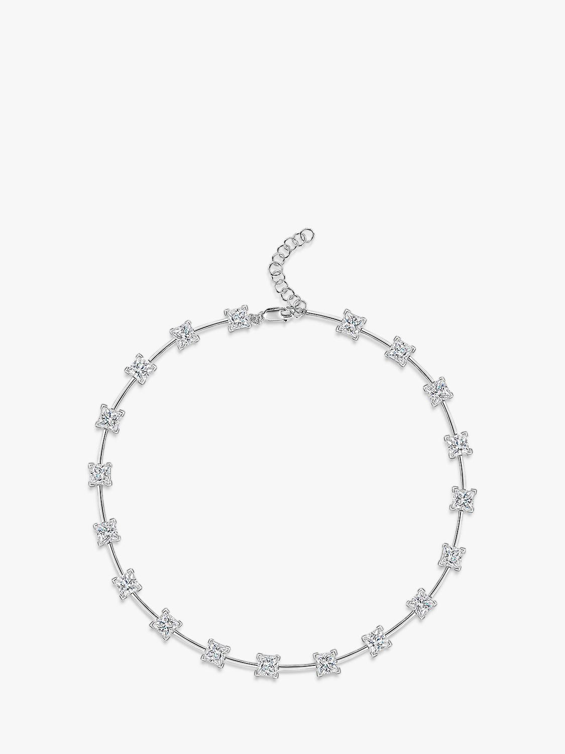 Jools by Jenny Brown cubic zirconia bar necklace, silver - British product