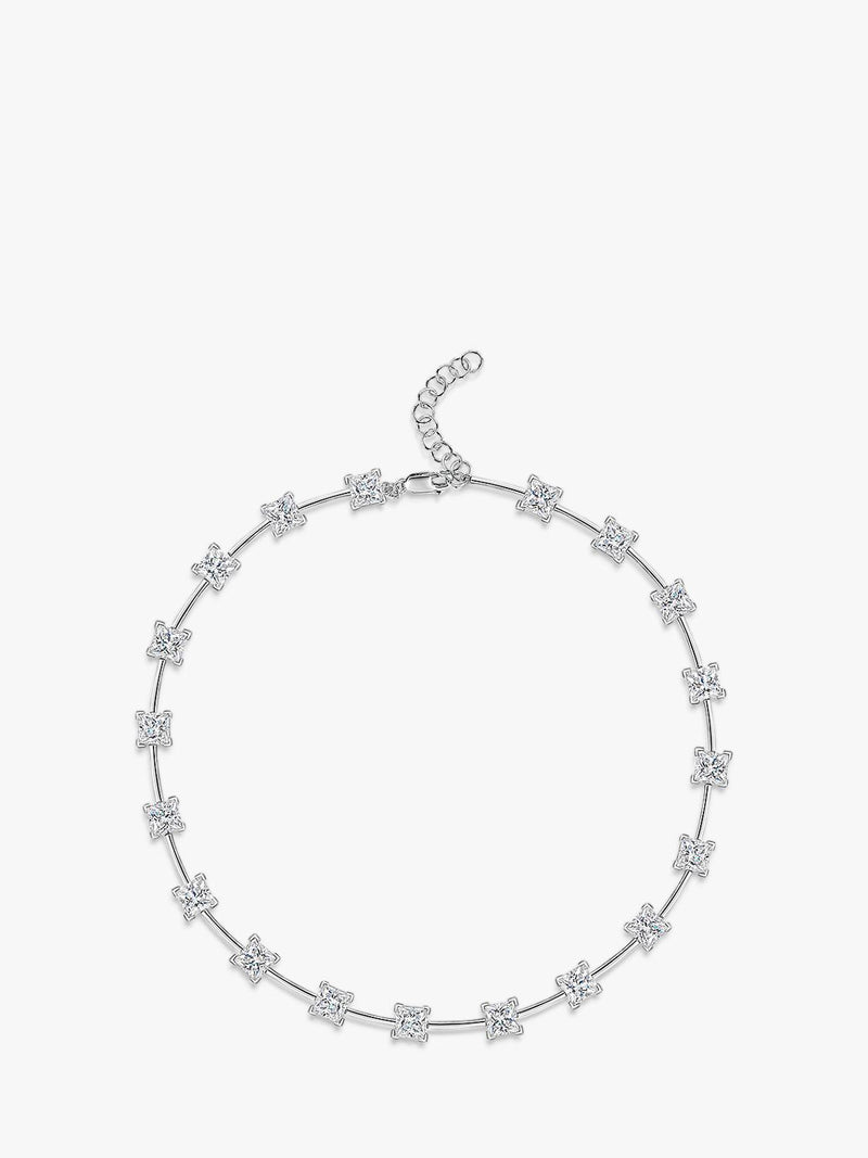 Jools by Jenny Brown cubic zirconia bar necklace, silver - British product