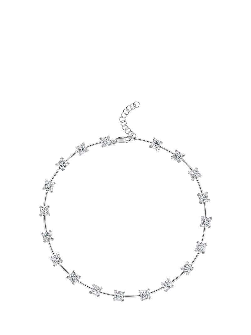 Jools by Jenny Brown cubic zirconia bar necklace, silver - British product