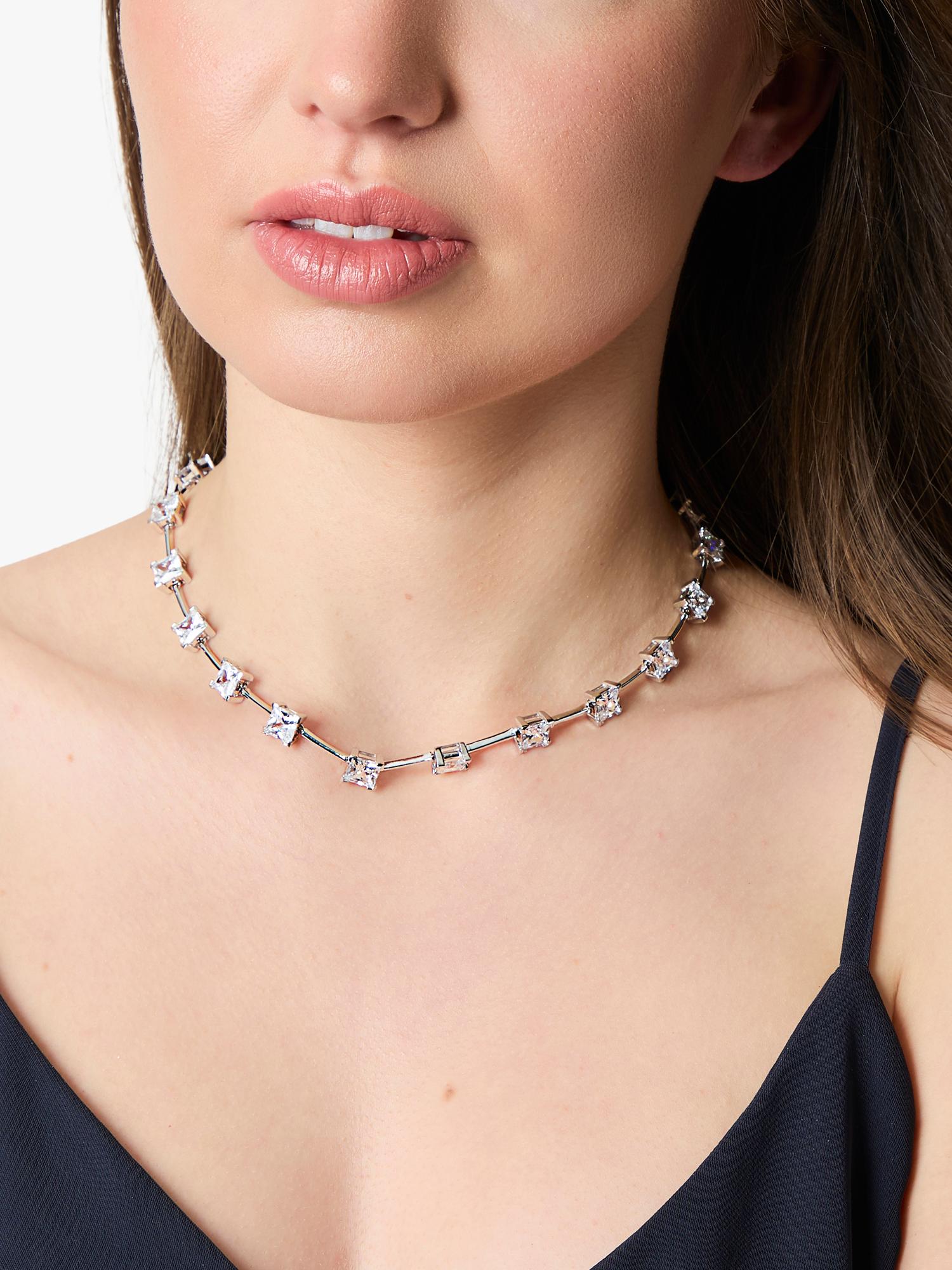 Jools by Jenny Brown cubic zirconia bar necklace, silver - British product