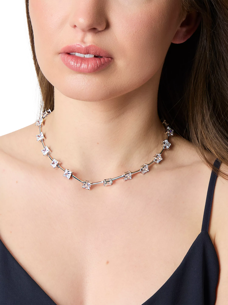 Jools by Jenny Brown cubic zirconia bar necklace, silver - British product