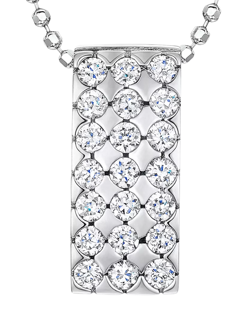 Jools by Jenny Brown cubic zirconia rectangular pendant necklace silver - British product
