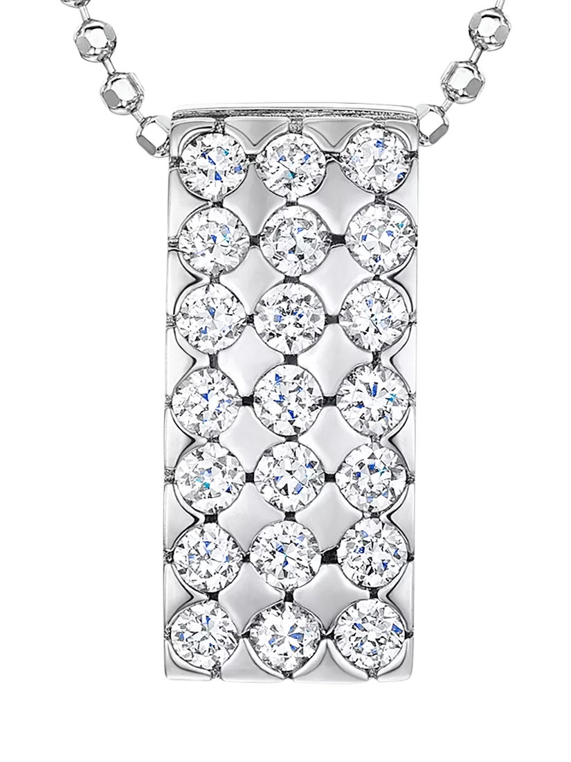 Jools by Jenny Brown cubic zirconia rectangular pendant necklace silver - British product